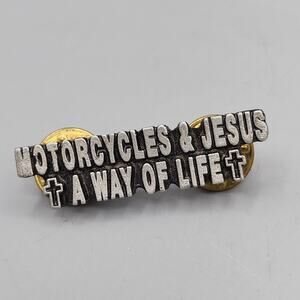 Motorcycles & Jesus - A Way of Life Christian Biker Lapel Pin